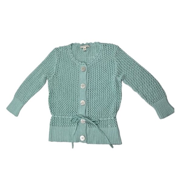 Banana Republic Crochet Sweater 3/4 Sleeves Mint Green Size Large Might Fit Med. - Picture 2 of 13